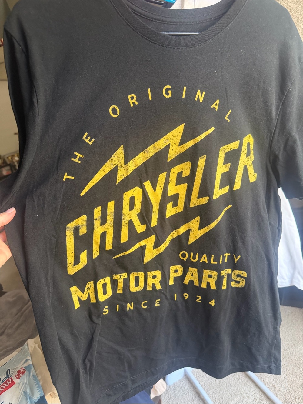 Goodfellow & Co Black T‑Shirt with Yellow Chrysler Graphic